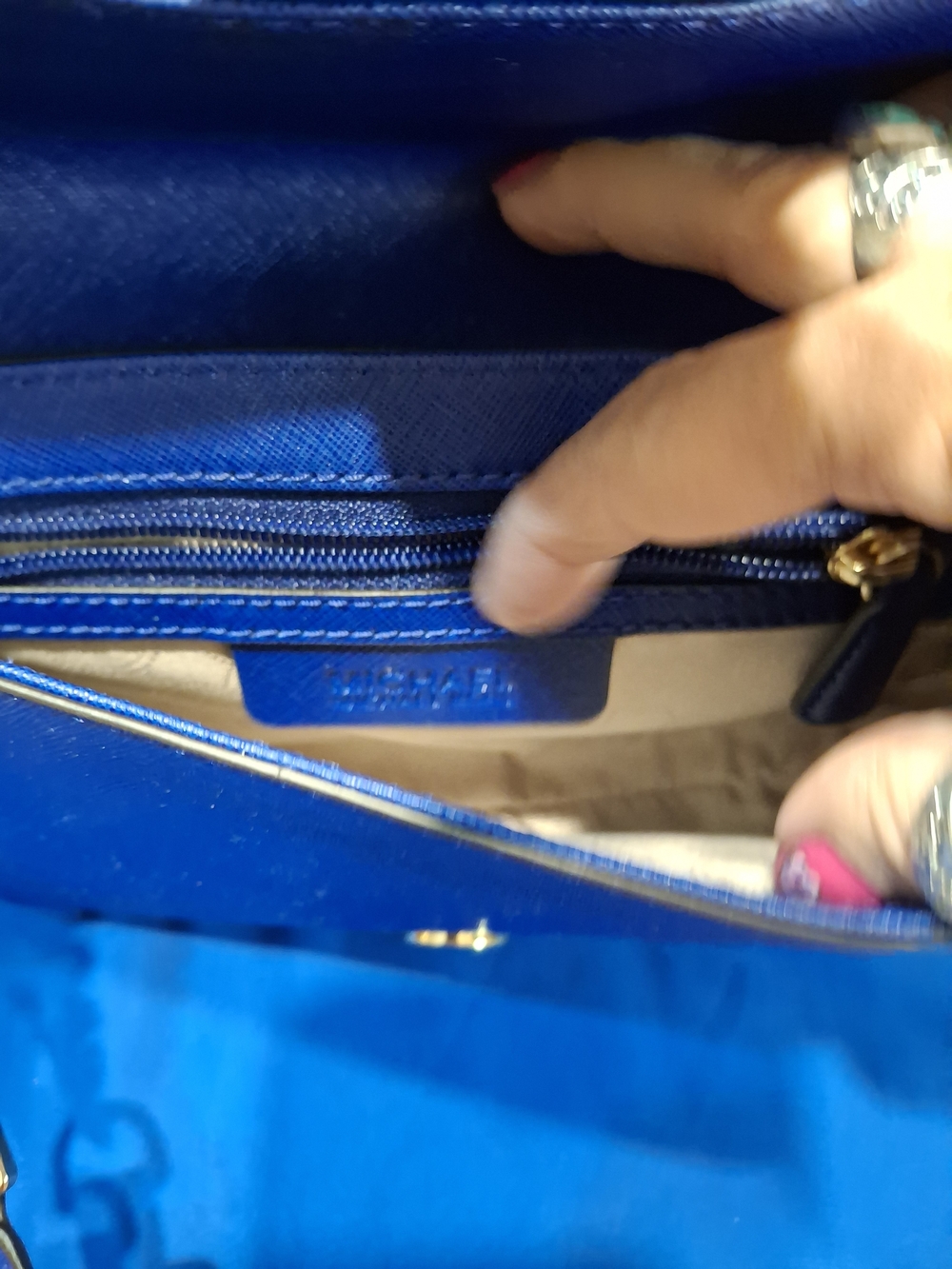 Michael Kors Royal Blue Leather Crossbody Bag with Gold Hardware - Picture 6 of 10